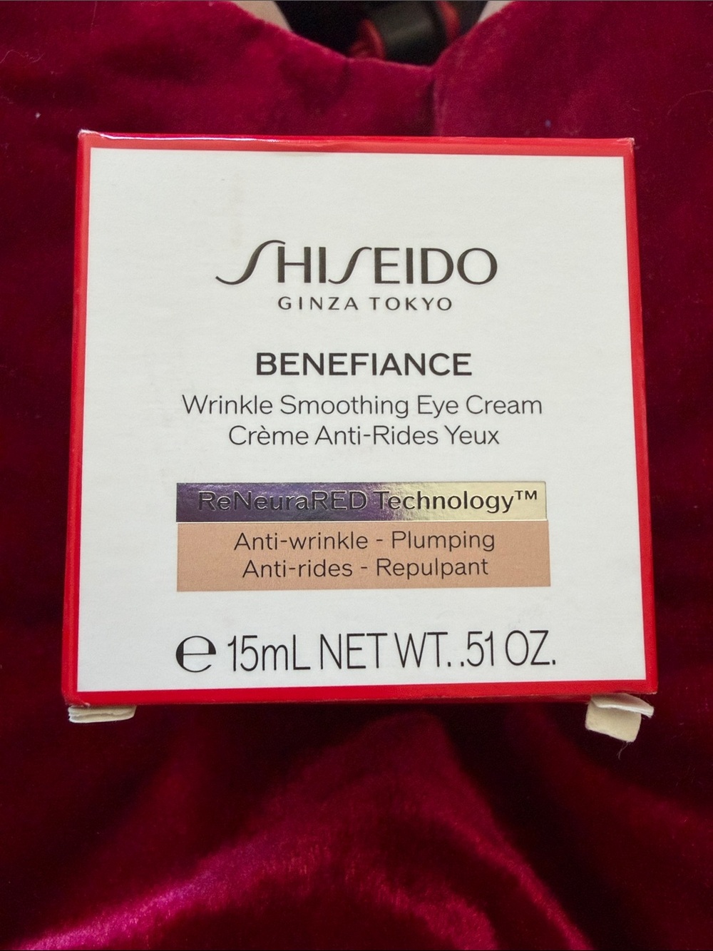 Shiseido Benefiance Wrinkle Smoothing Eye Cream - Red and White Packaging